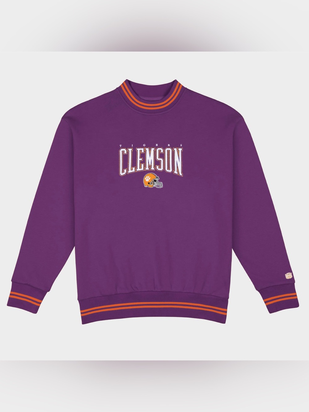 Clemson Football Embroidered Tri-Stripe Crewneck